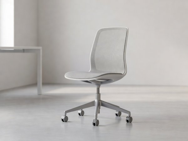 Sleek white and grey compact office chair